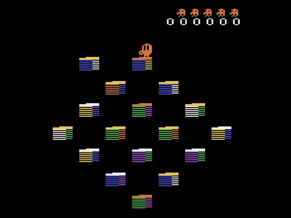 Gameplay of Q*bert's Qubes for Atari 2600